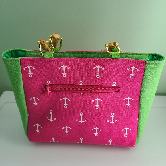 NWOT Bamboo Handle Anchor Cotton Bag - Picture 2 of 4